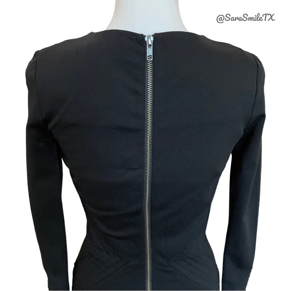 ELIZABETH & JAMES Black Low V-Neck Long Sleeve Fitted Party Dress NWOT - Picture 12 of 14